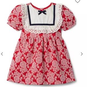 NWT Janie And Jack ROSE JACQUARD EYELET RUFFLE DRESS Sz 18-24 Month
